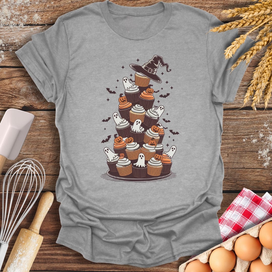 Spooky Cupcake Tower T-Shirt Sport Grey / S Baking Threads