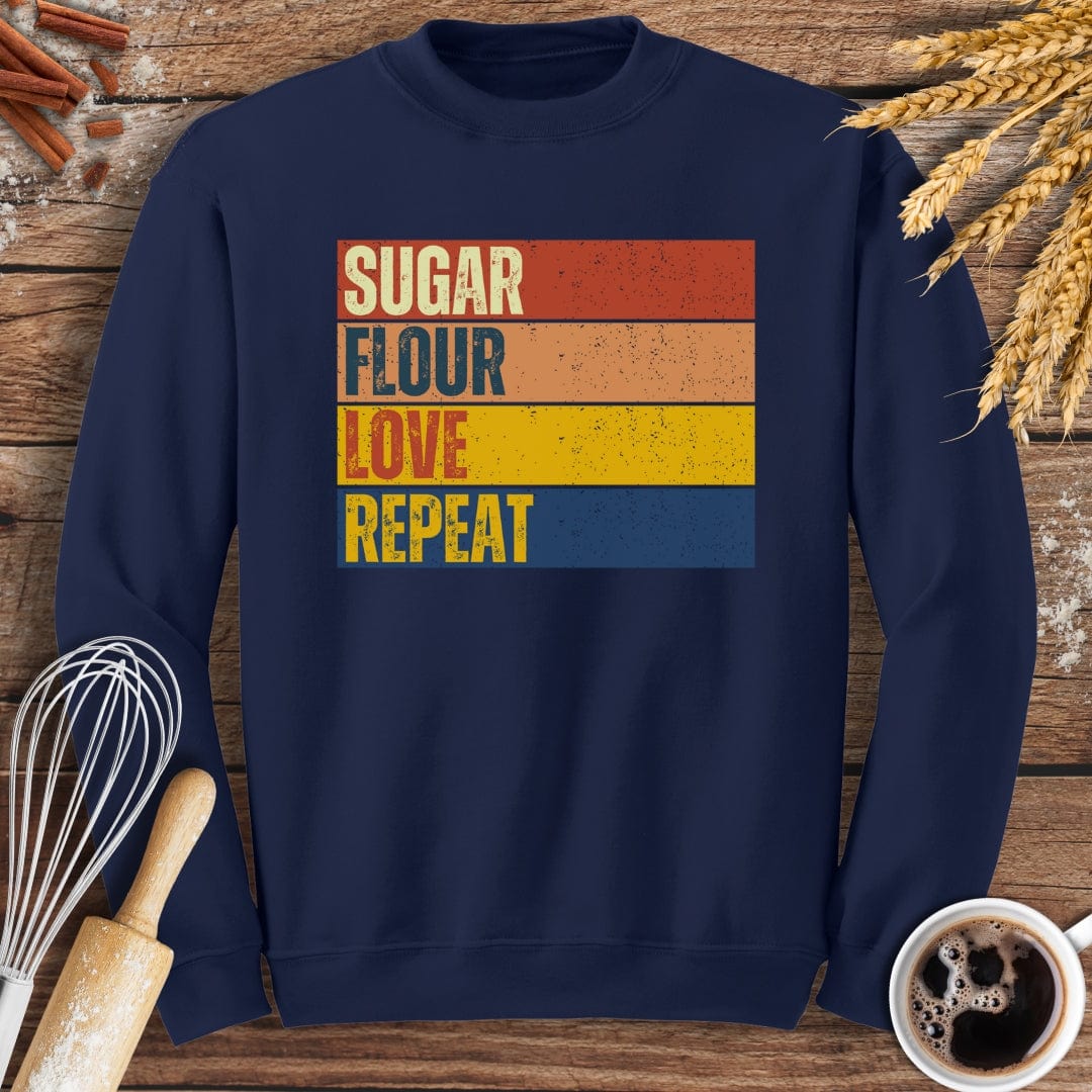 Sugar, Flour, Love, Repeat Sweatshirt Baking Threads