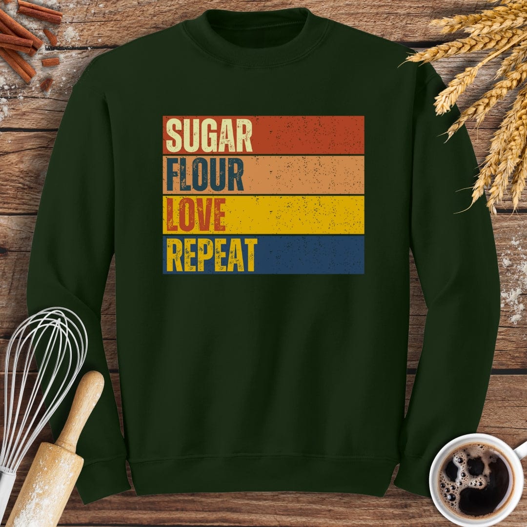 Sugar, Flour, Love, Repeat Sweatshirt Baking Threads