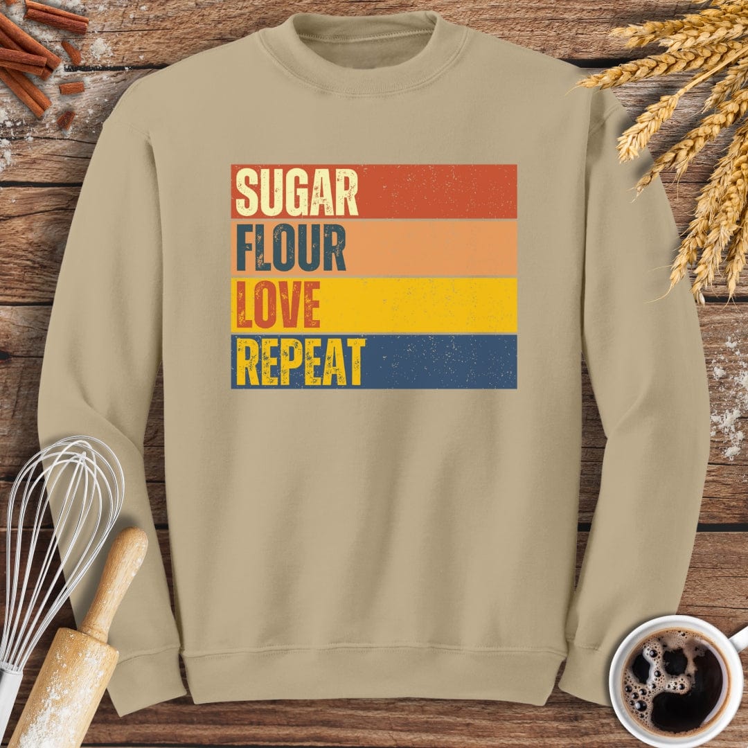 Sugar, Flour, Love, Repeat Sweatshirt Baking Threads