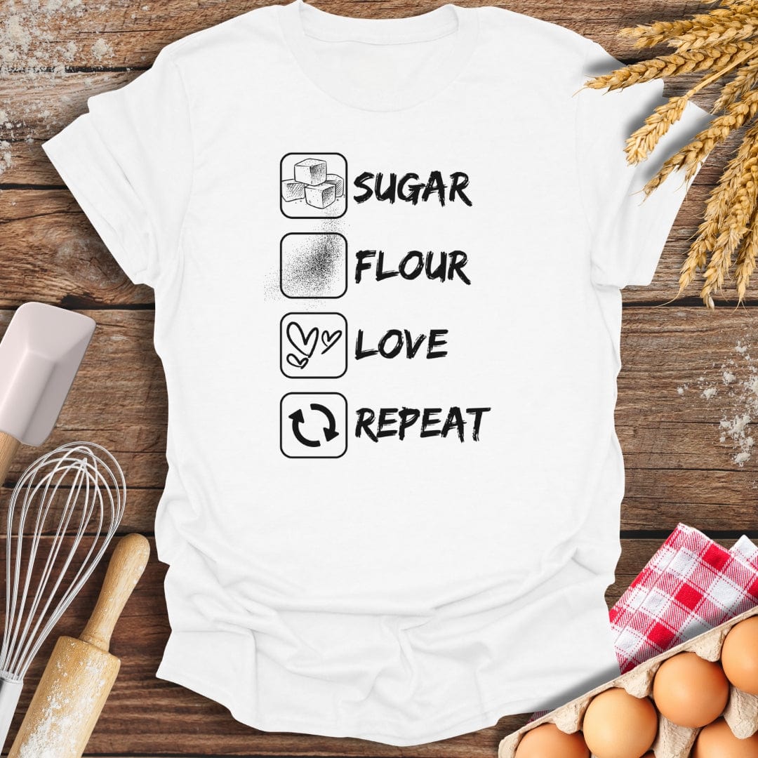 Sugar Flour Love Repeat T-Shirt White / S Baking Threads
