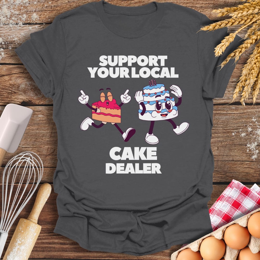 Support Your Local Cake Dealer T-Shirt Charcoal / S Baking Threads