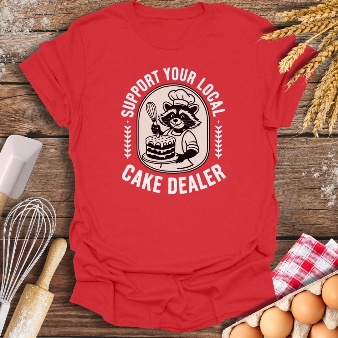 Support Your Local Cake Dealer T-Shirt Red / S Baking Threads