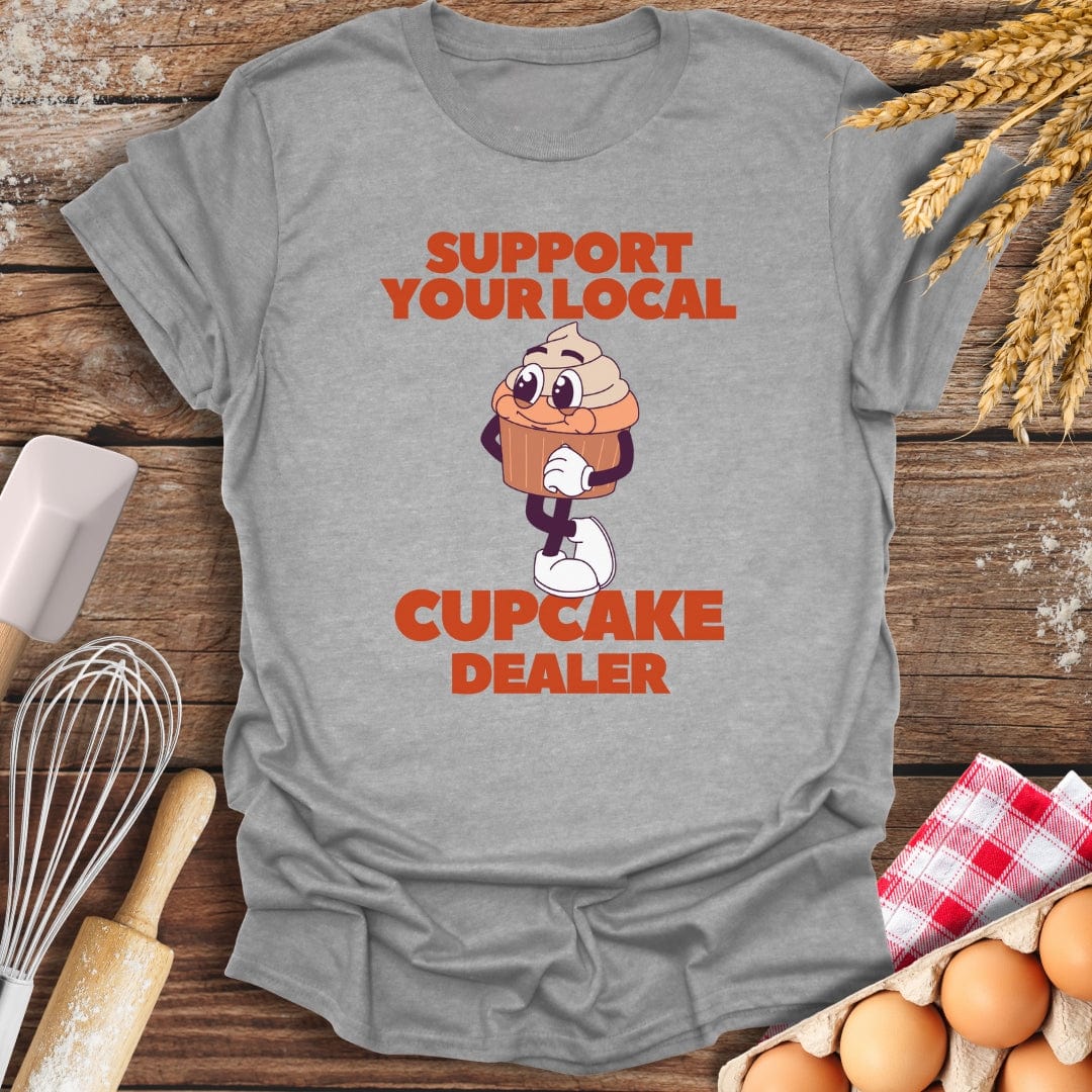 Support Your Local Cupcake Dealer T-Shirt Sport Grey / S Baking Threads