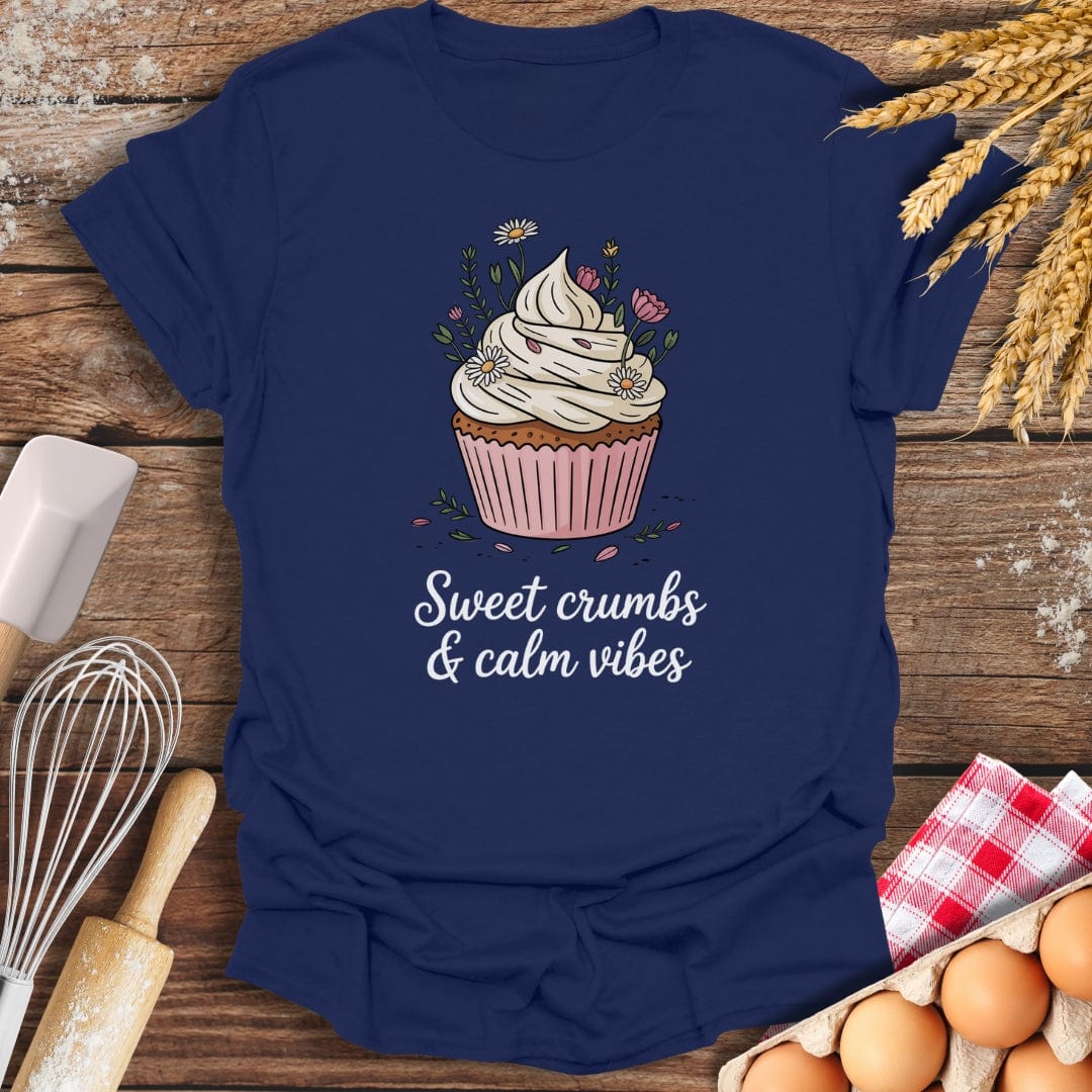 Sweet Crumbs & Calm Vibes T-Shirt Navy / S Baking Threads