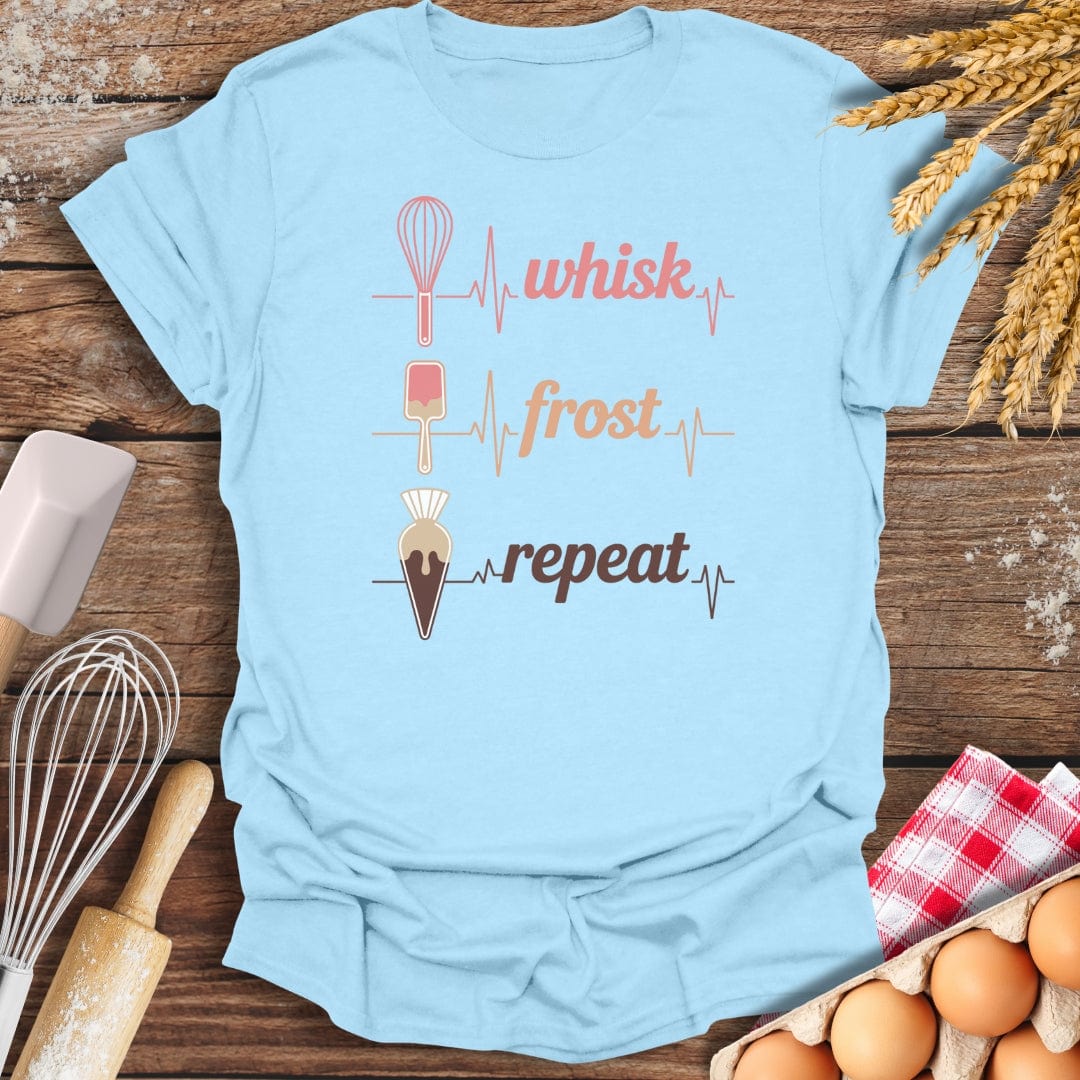 Whisk Frost Repeat T-Shirt Light Blue / S Baking Threads