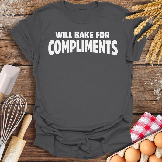 Will Bake For Compliments T-Shirt Charcoal / S Baking Threads