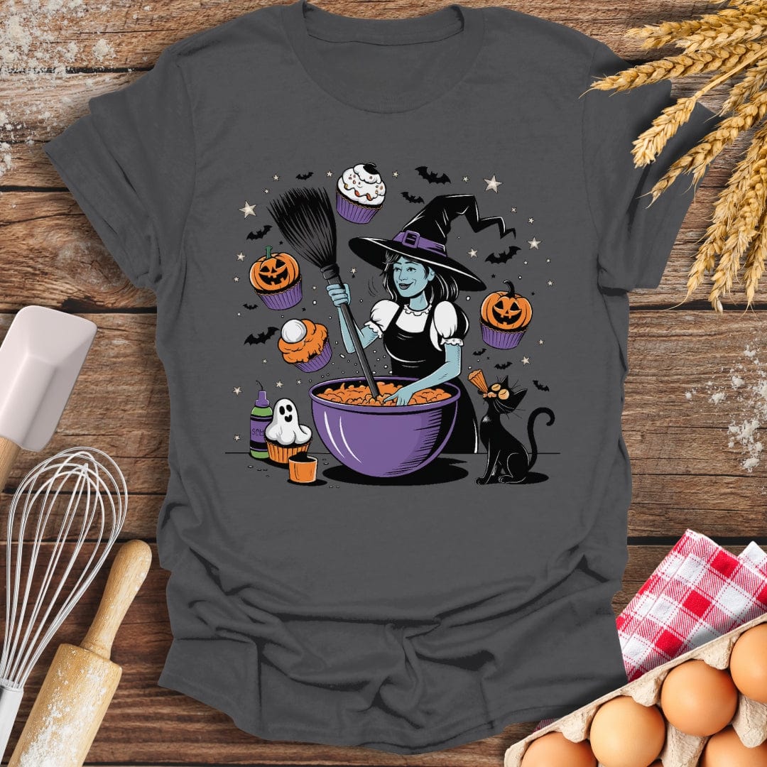Witch Conjuring Cupcakes T-Shirt Charcoal / S Baking Threads
