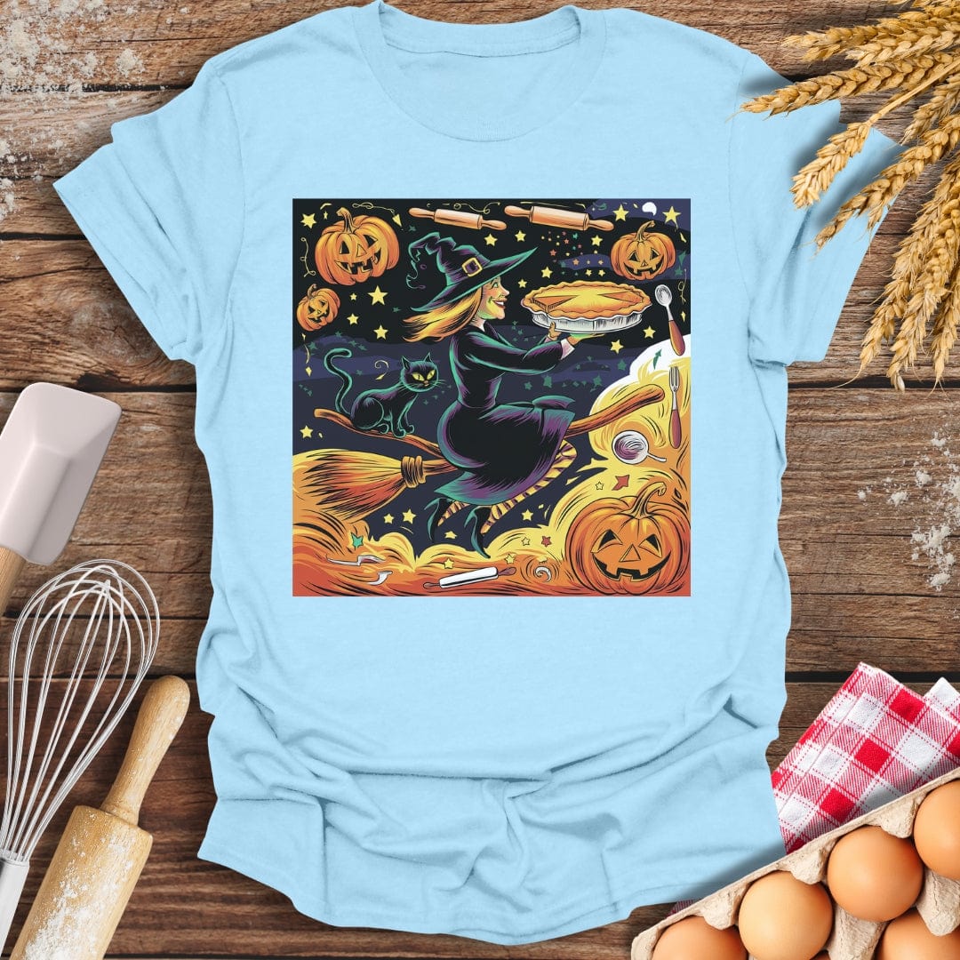 Witch's Pumpkin Pie Magic T-Shirt Light Blue / S Baking Threads