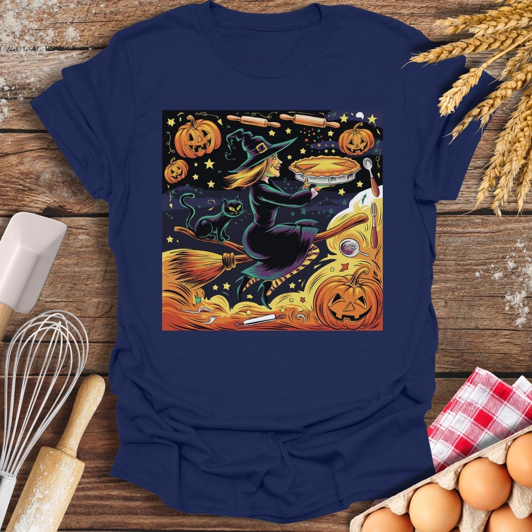 Witch's Pumpkin Pie Magic T-Shirt Navy / S Baking Threads