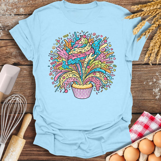 Cupcake Explosion T-Shirt Light Blue / S Baking Threads