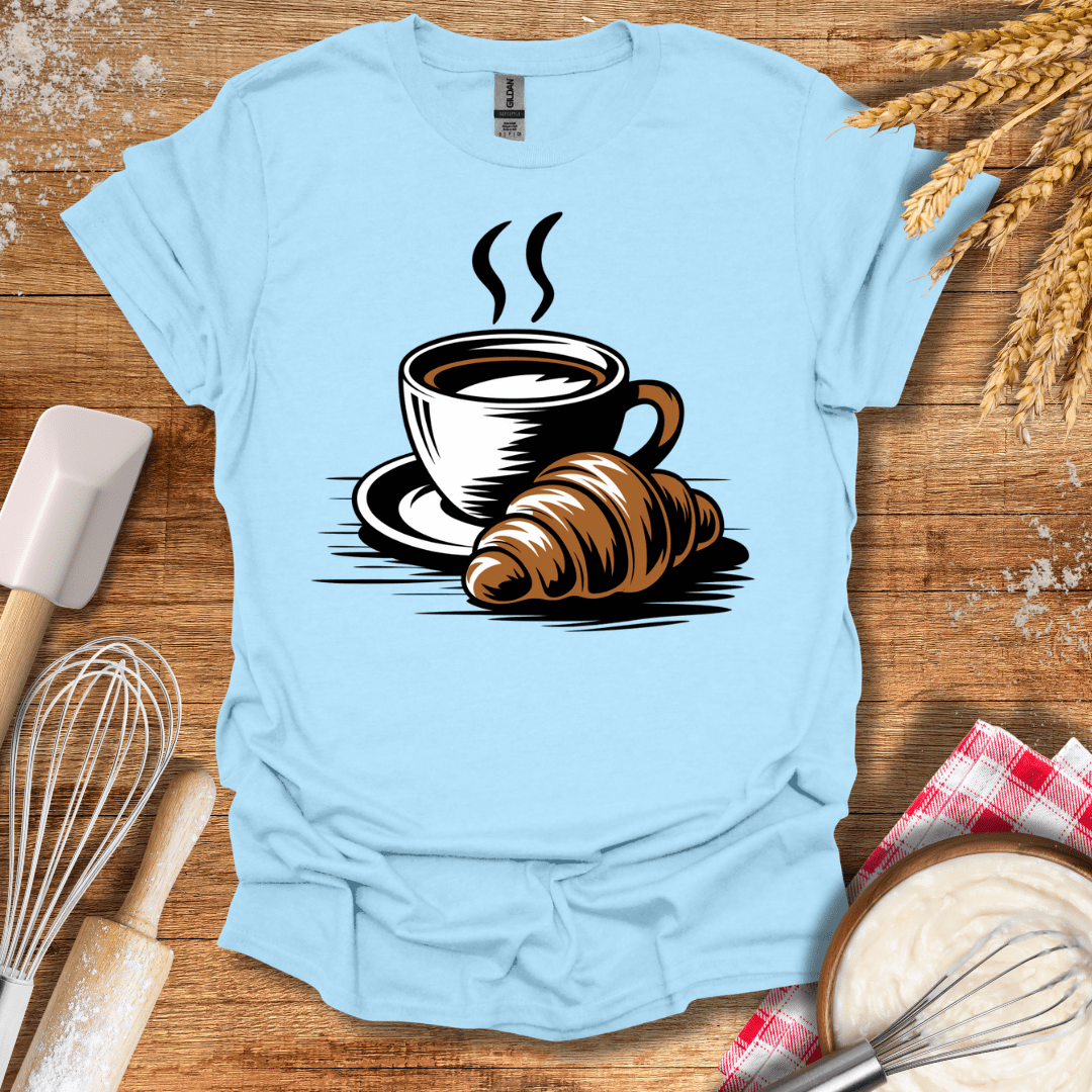 A Coffee Croissant T-Shirt Light Blue / S Baking Threads