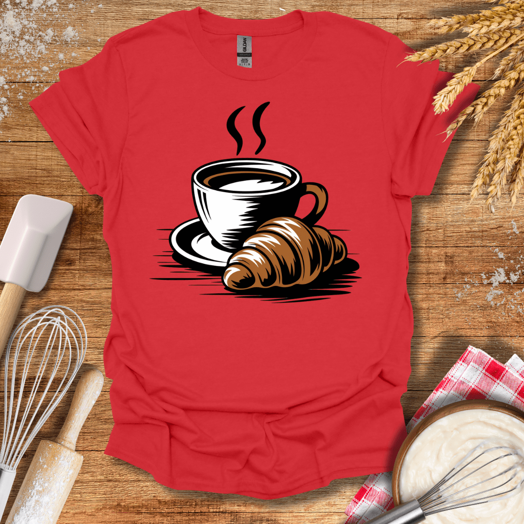 A Coffee Croissant T-Shirt Red / S Baking Threads