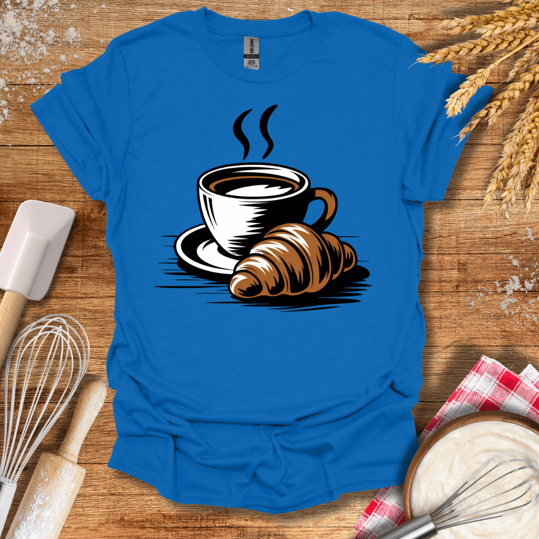 A Coffee Croissant T-Shirt Royal / S Baking Threads