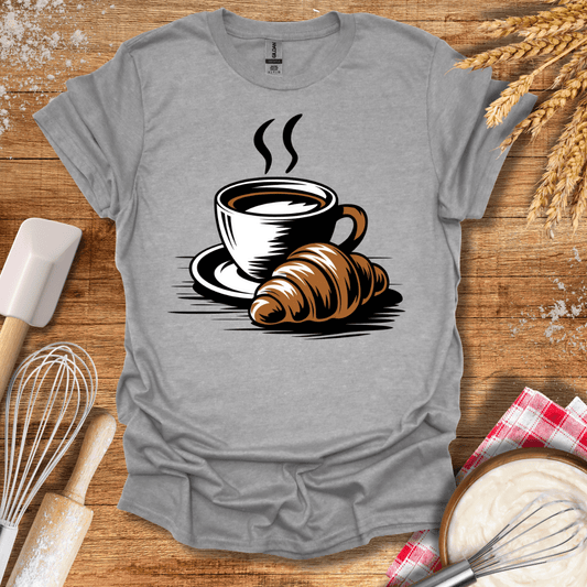 A Coffee Croissant T-Shirt Sport Grey / S Baking Threads