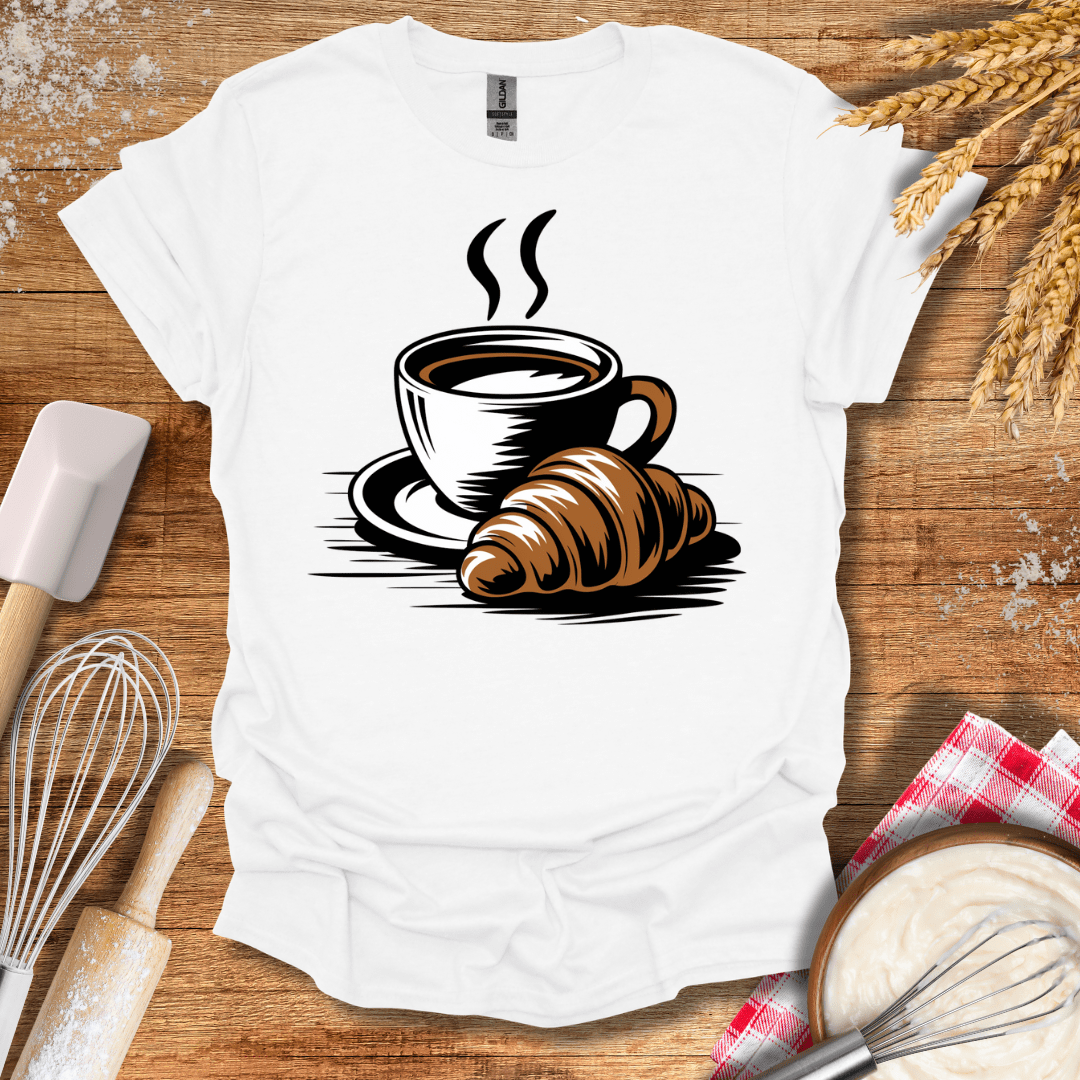 A Coffee Croissant T-Shirt White / S Baking Threads