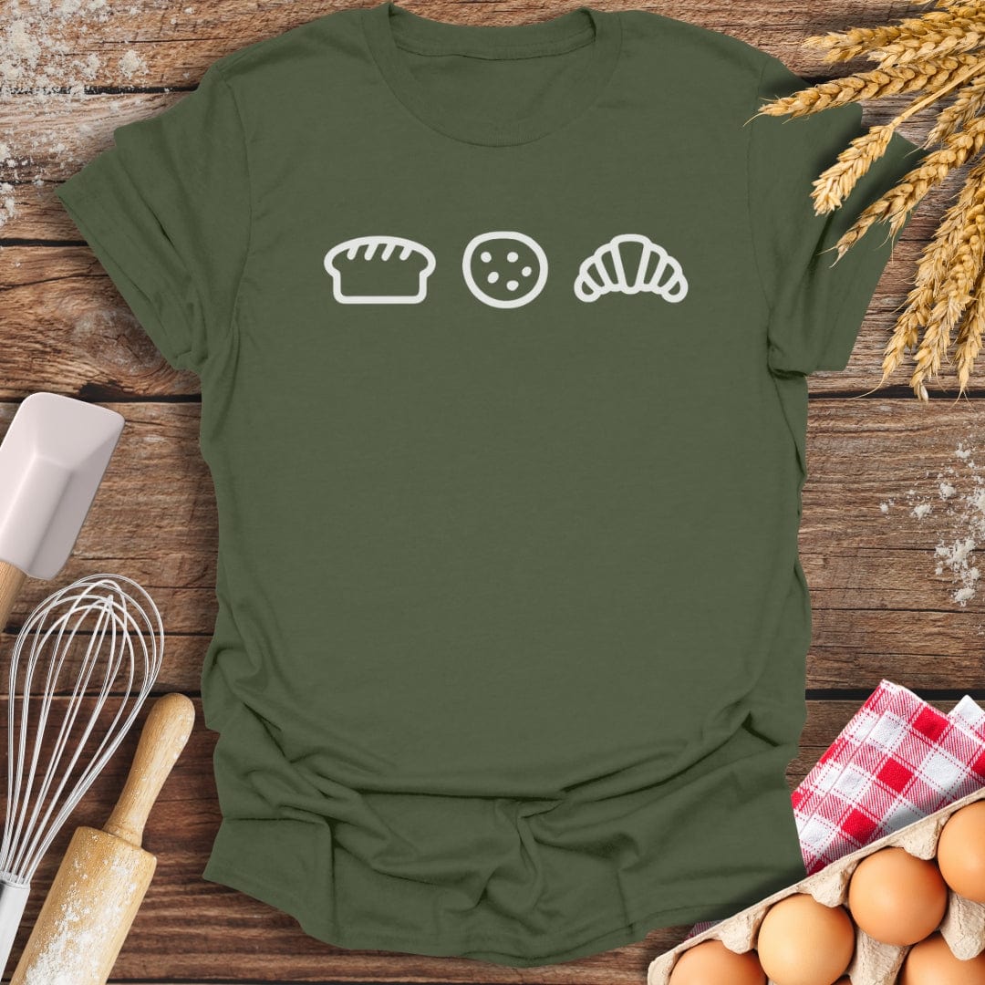 Baking Icons T-Shirt Military Green / S Baking Threads