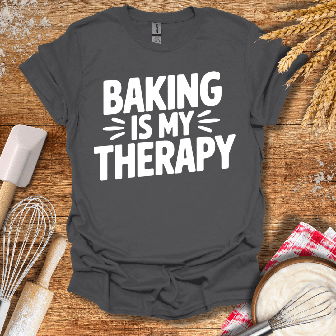 Baking Is My Therapy T-Shirt Charcoal / S Baking Threads