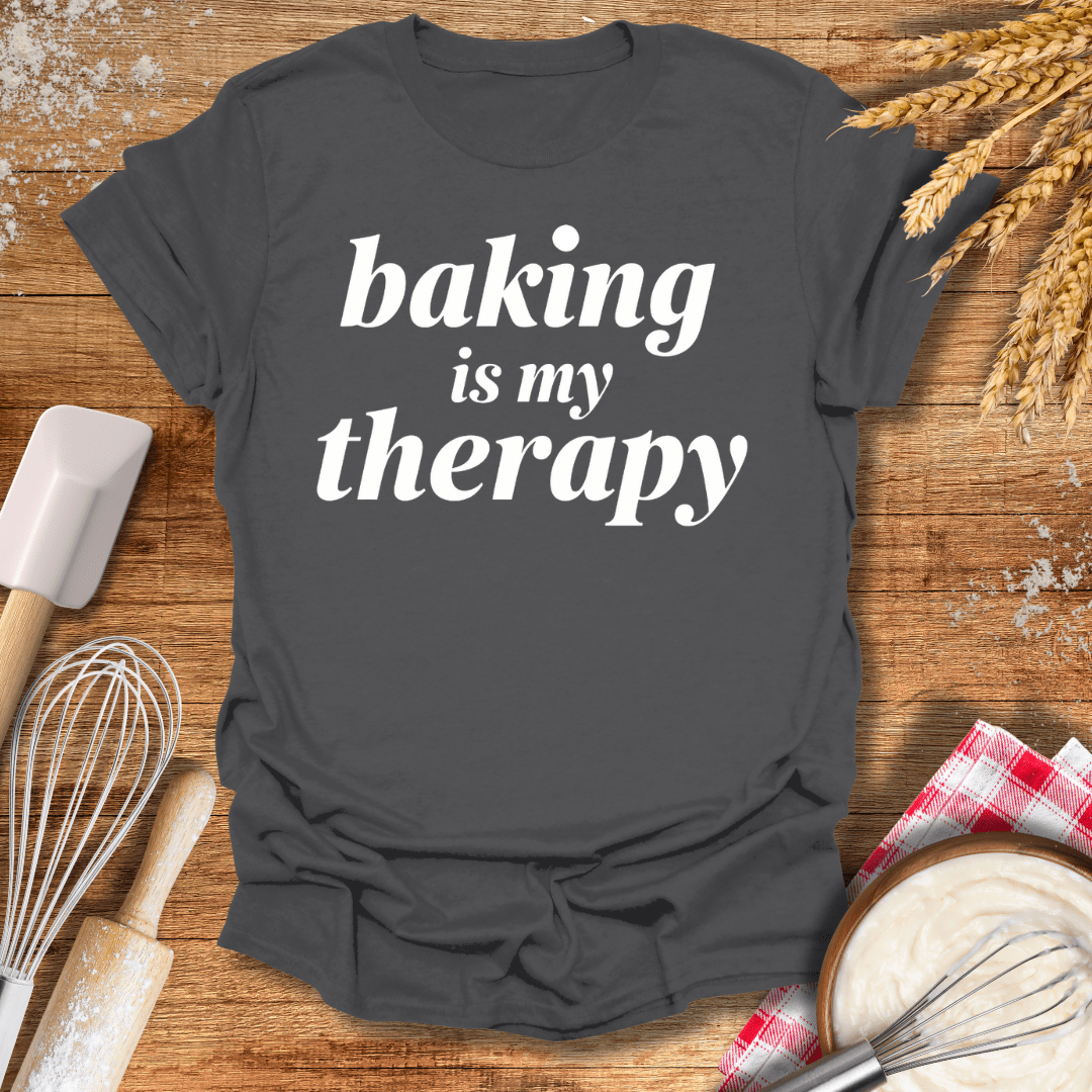 Baking Is My Therapy T-Shirt Charcoal / S Baking Threads