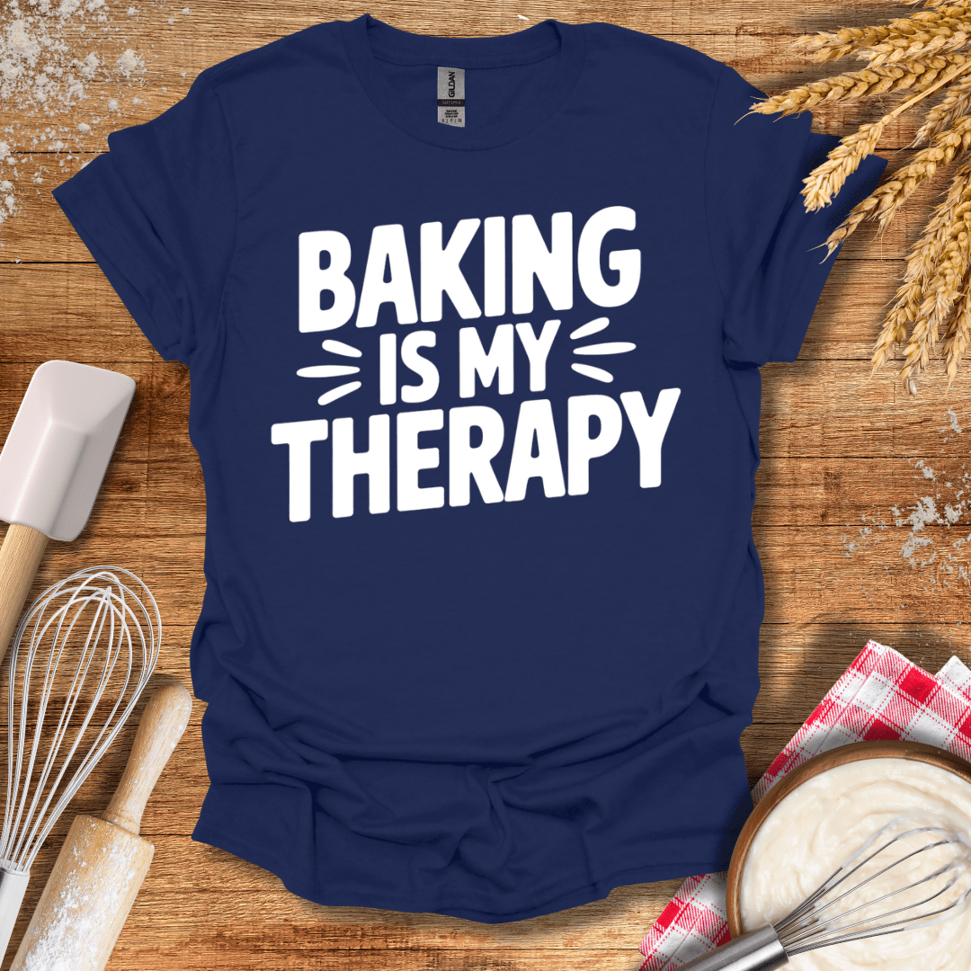 Baking Is My Therapy T-Shirt Navy / S Baking Threads