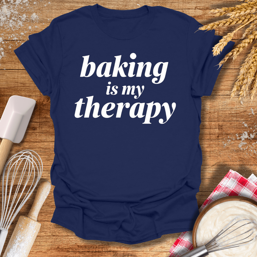 Baking Is My Therapy T-Shirt Navy / S Baking Threads