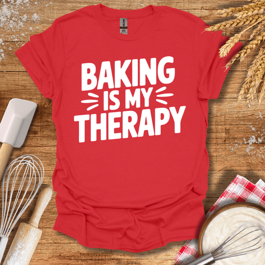 Baking Is My Therapy T-Shirt Red / S Baking Threads