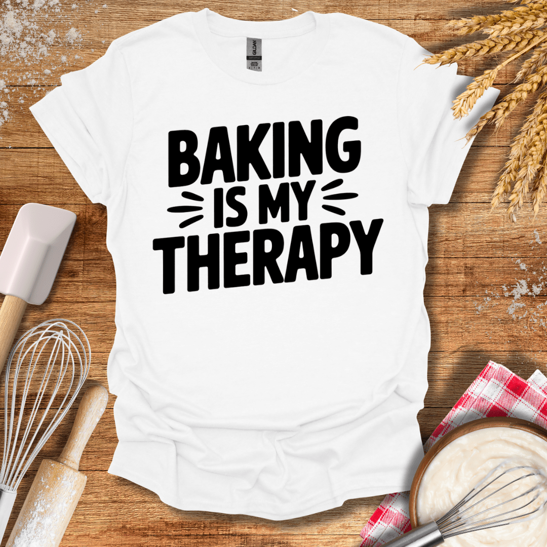 Baking Is My Therapy T-Shirt White / S Baking Threads