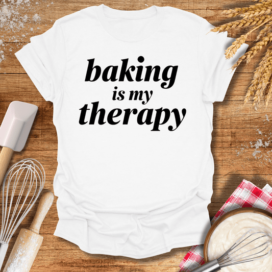 Baking Is My Therapy T-Shirt White / S Baking Threads