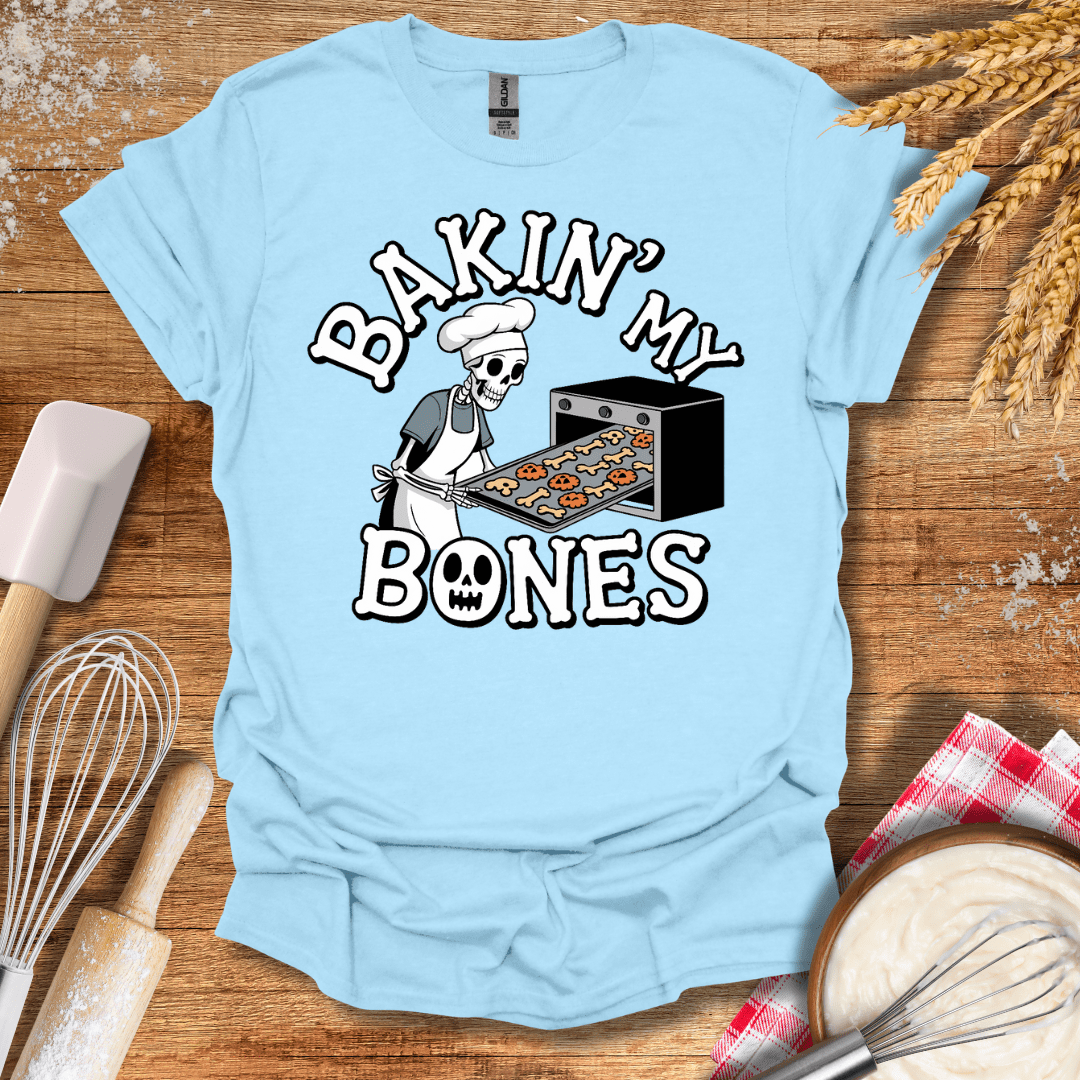 Baking My Bones T-Shirt Light Blue / S Baking Threads