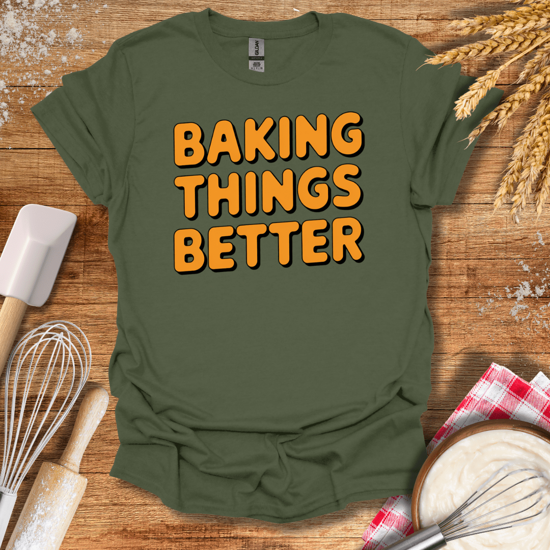 Baking Things Better Retro T-Shirt Military Green / S Baking Threads