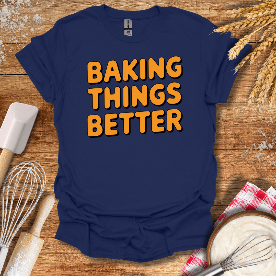 Baking Things Better Retro T-Shirt Navy / S Baking Threads