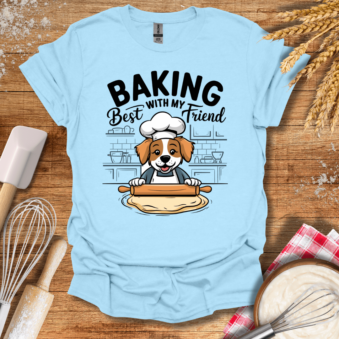 Baking With My Best Friend T-Shirt Light Blue / S Baking Threads