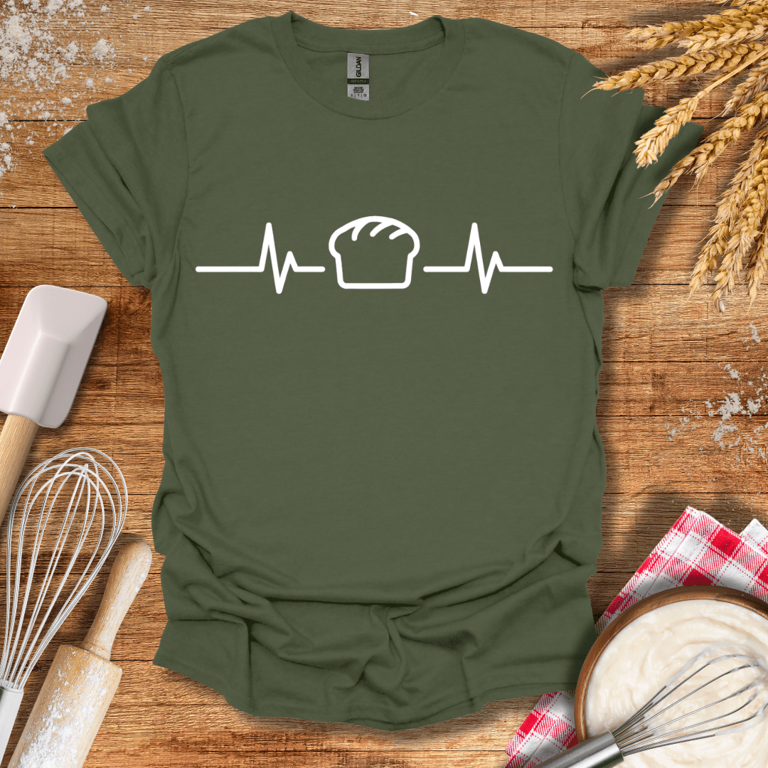 Bread Loaf EKG T-Shirt Military Green / S Baking Threads