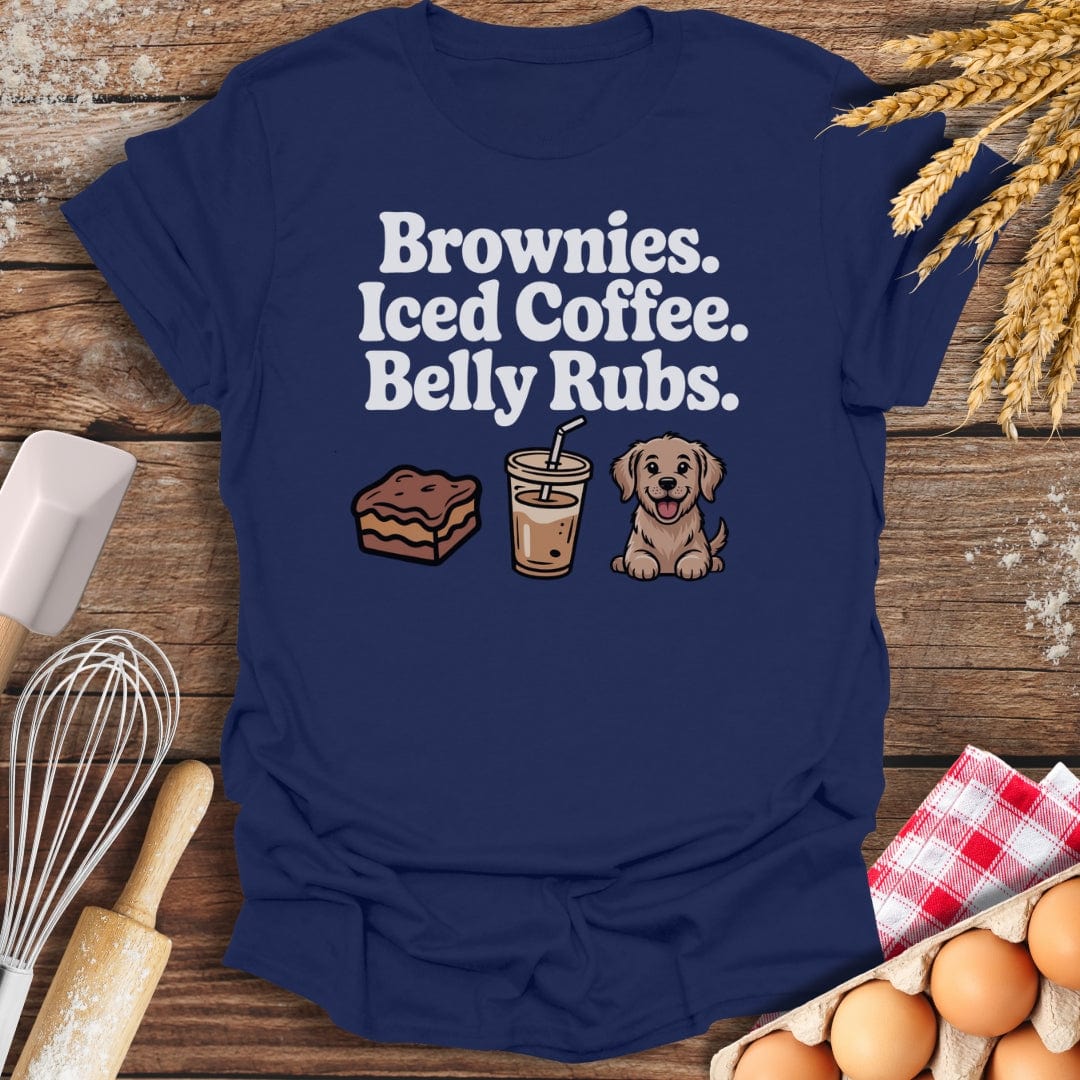 Brownies. Iced Coffee. Belly Rubs. T-Shirt Navy / S Baking Threads