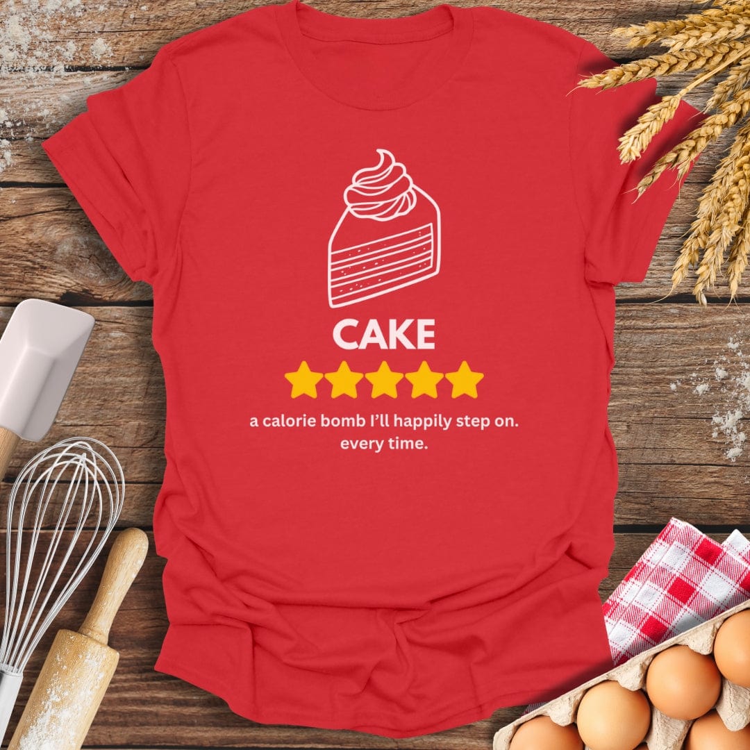 Cake: 5 Star Review T-Shirt Red / S Baking Threads