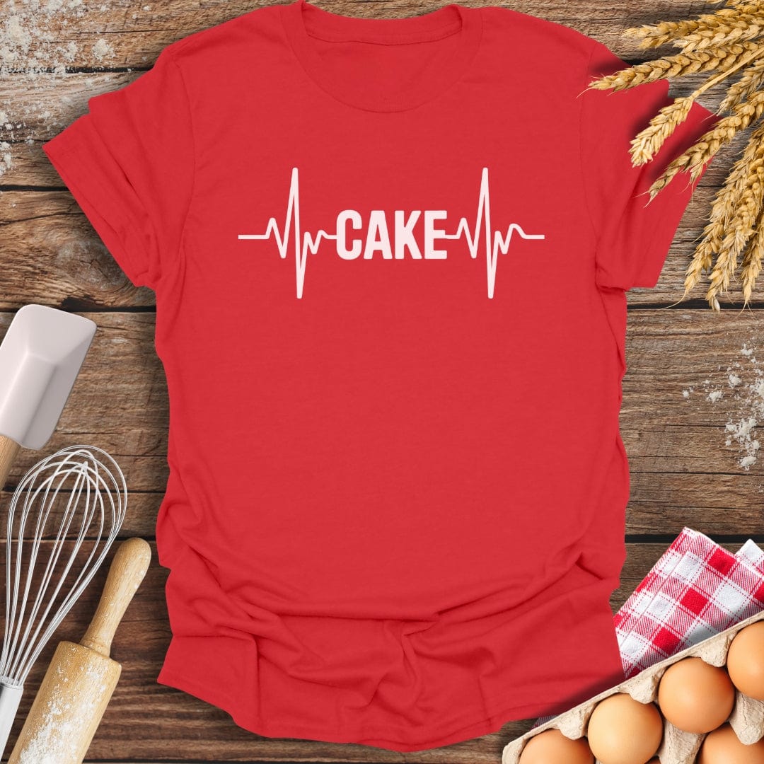 Cake EKG T-Shirt Red / S Baking Threads