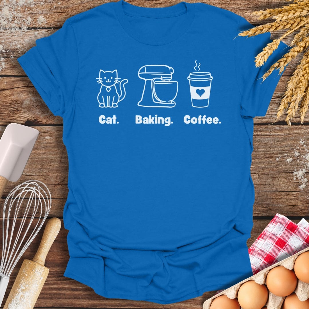 Cat. Baking. Coffee. T-Shirt Royal / S Baking Threads