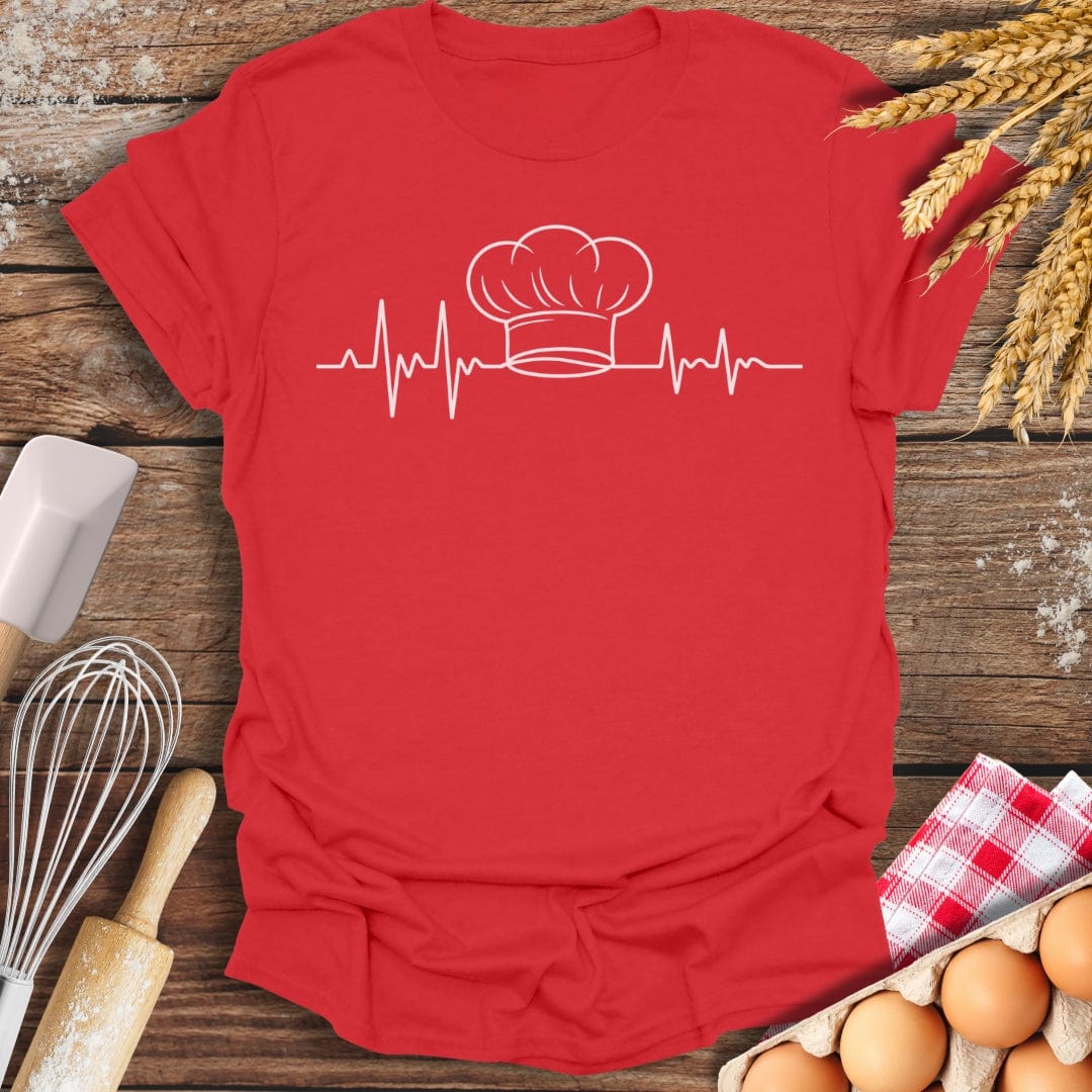 Chef's Hat EKG T-Shirt Red / S Baking Threads