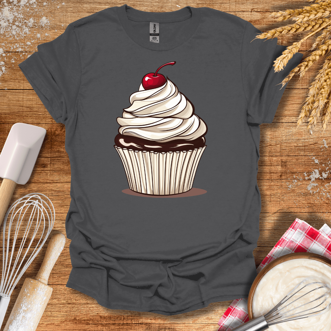 Cherry Cupcake T-Shirt Charcoal / S Baking Threads