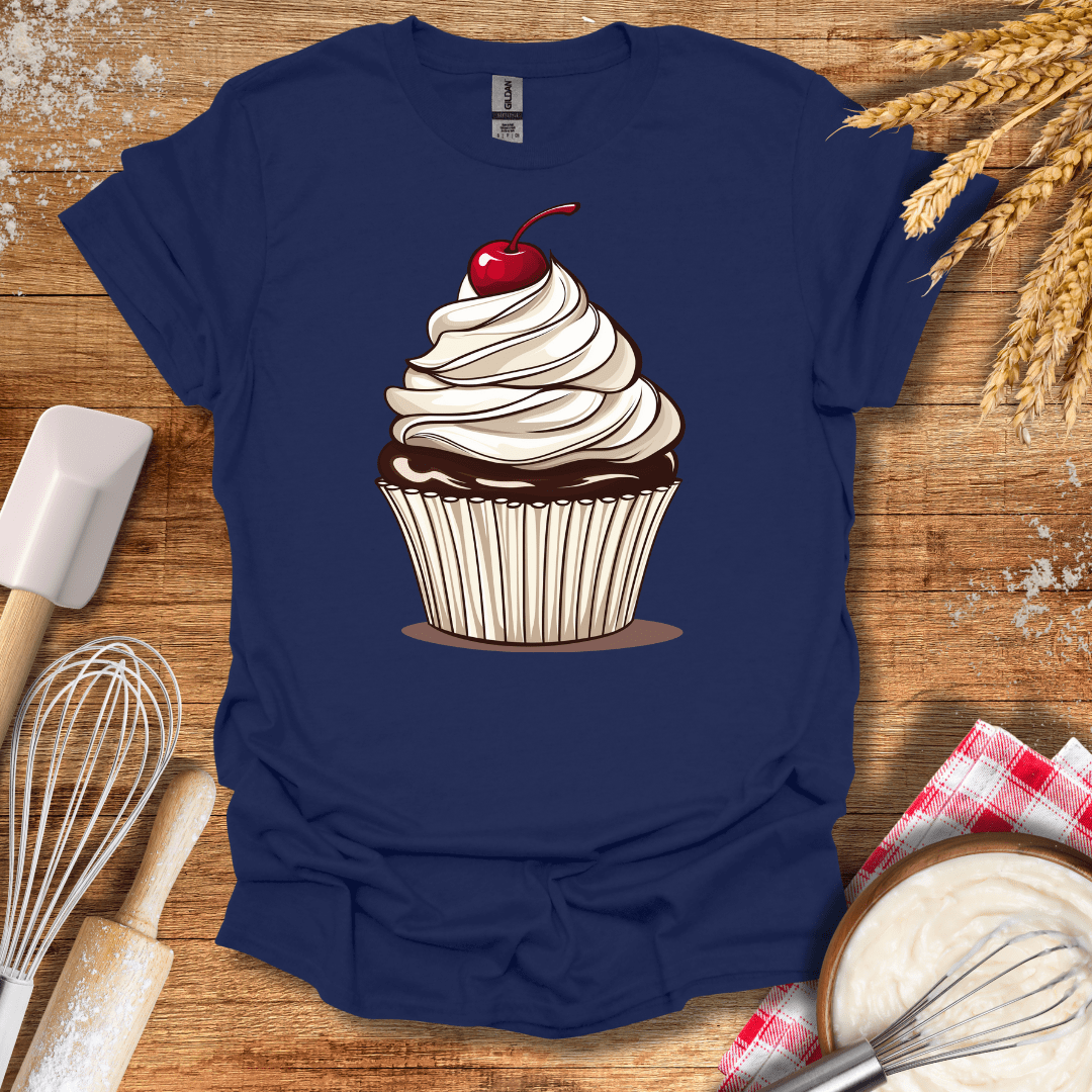 Cherry Cupcake T-Shirt Navy / S Baking Threads