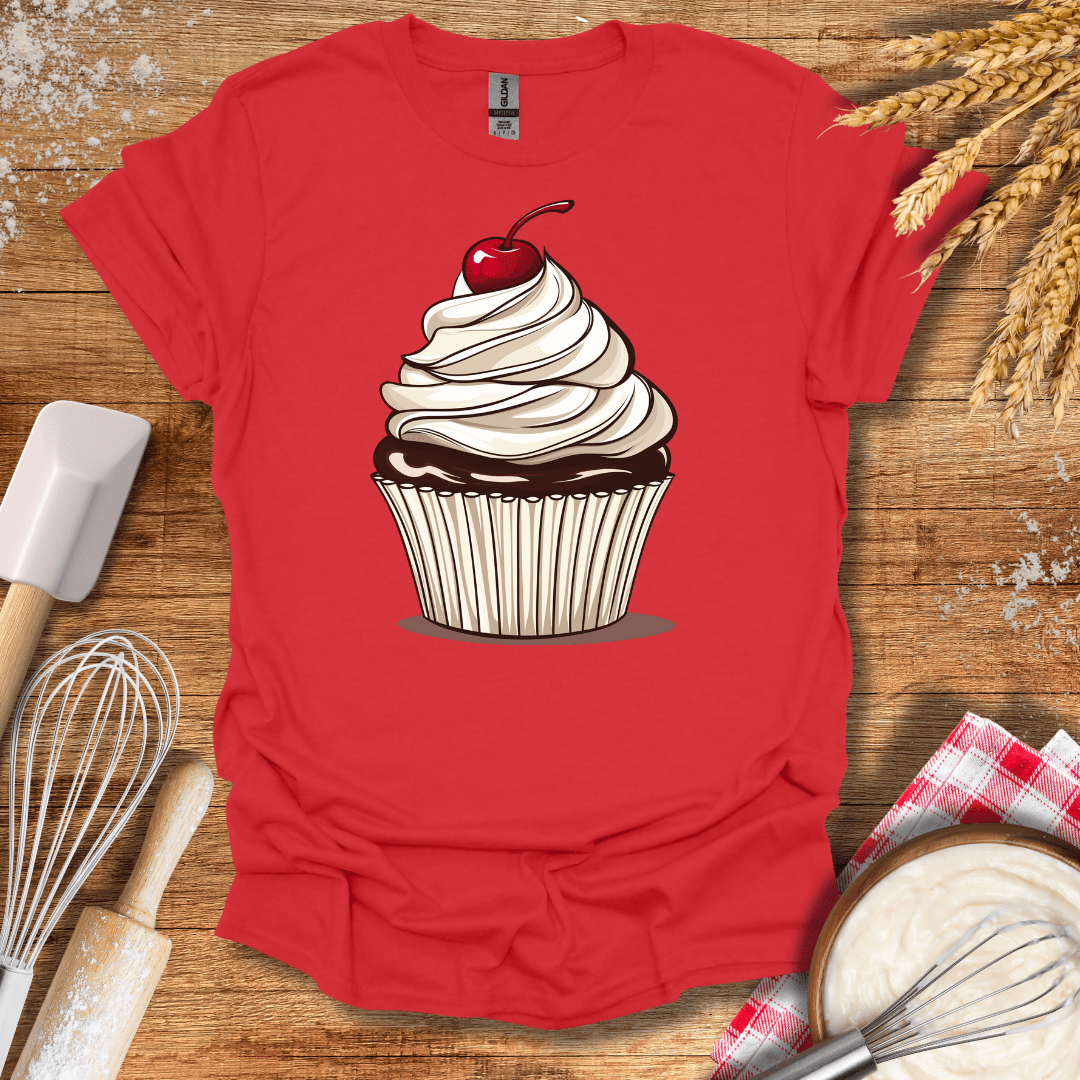 Cherry Cupcake T-Shirt Red / S Baking Threads