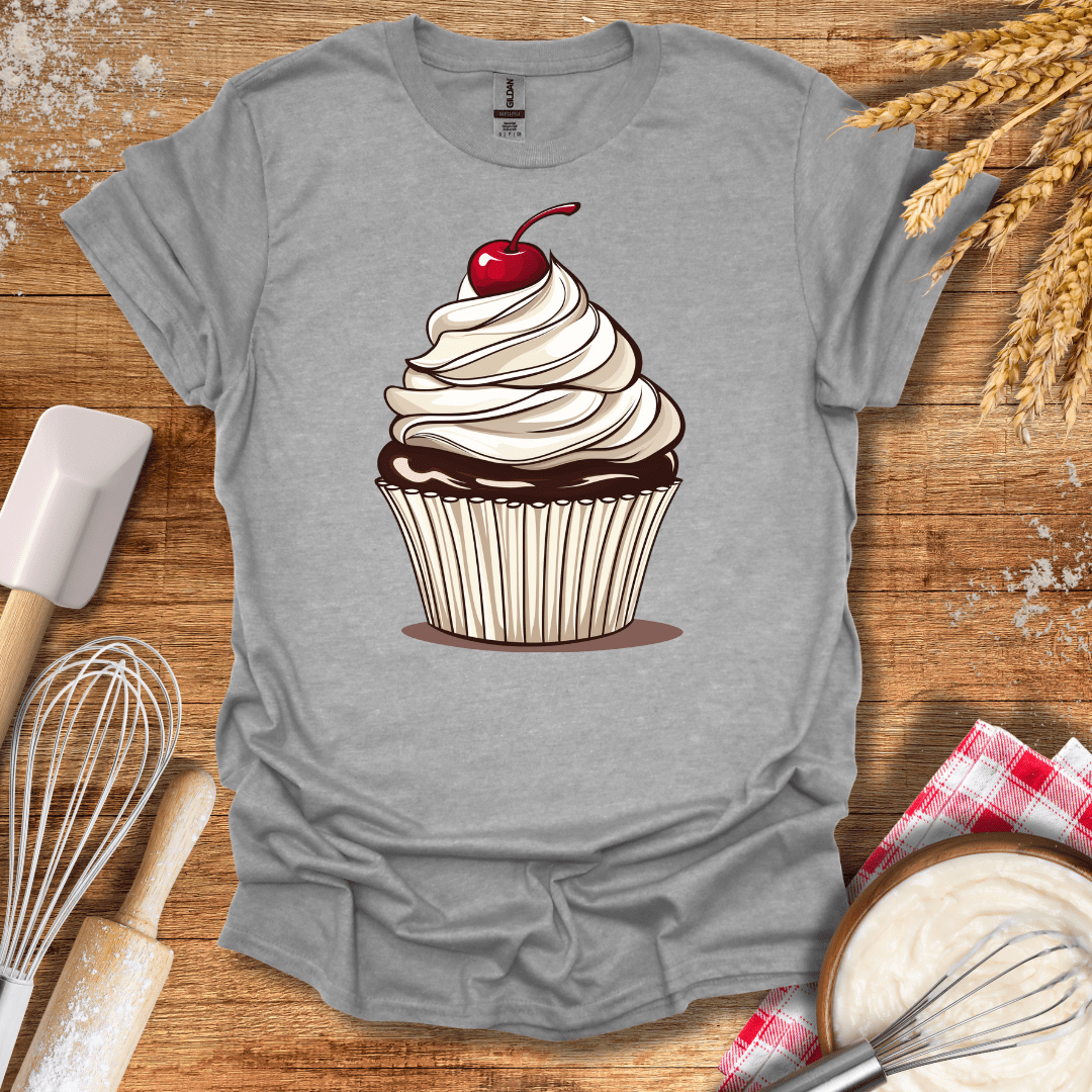 Cherry Cupcake T-Shirt Sport Grey / S Baking Threads