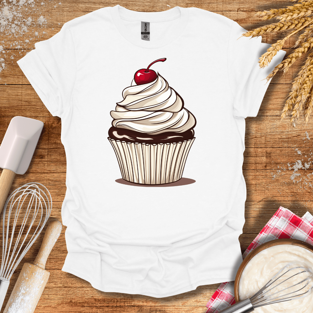 Cherry Cupcake T-Shirt White / S Baking Threads