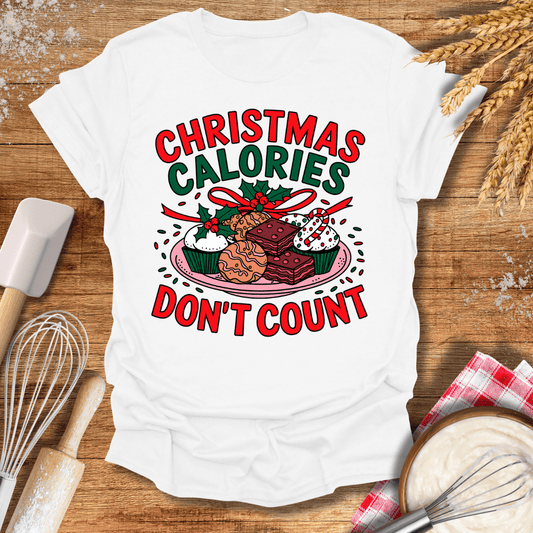 Christmas Calories Don't Count T-Shirt White / S Baking Threads