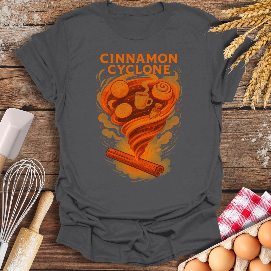 Cinnamon Cyclone T-Shirt Charcoal / S Baking Threads