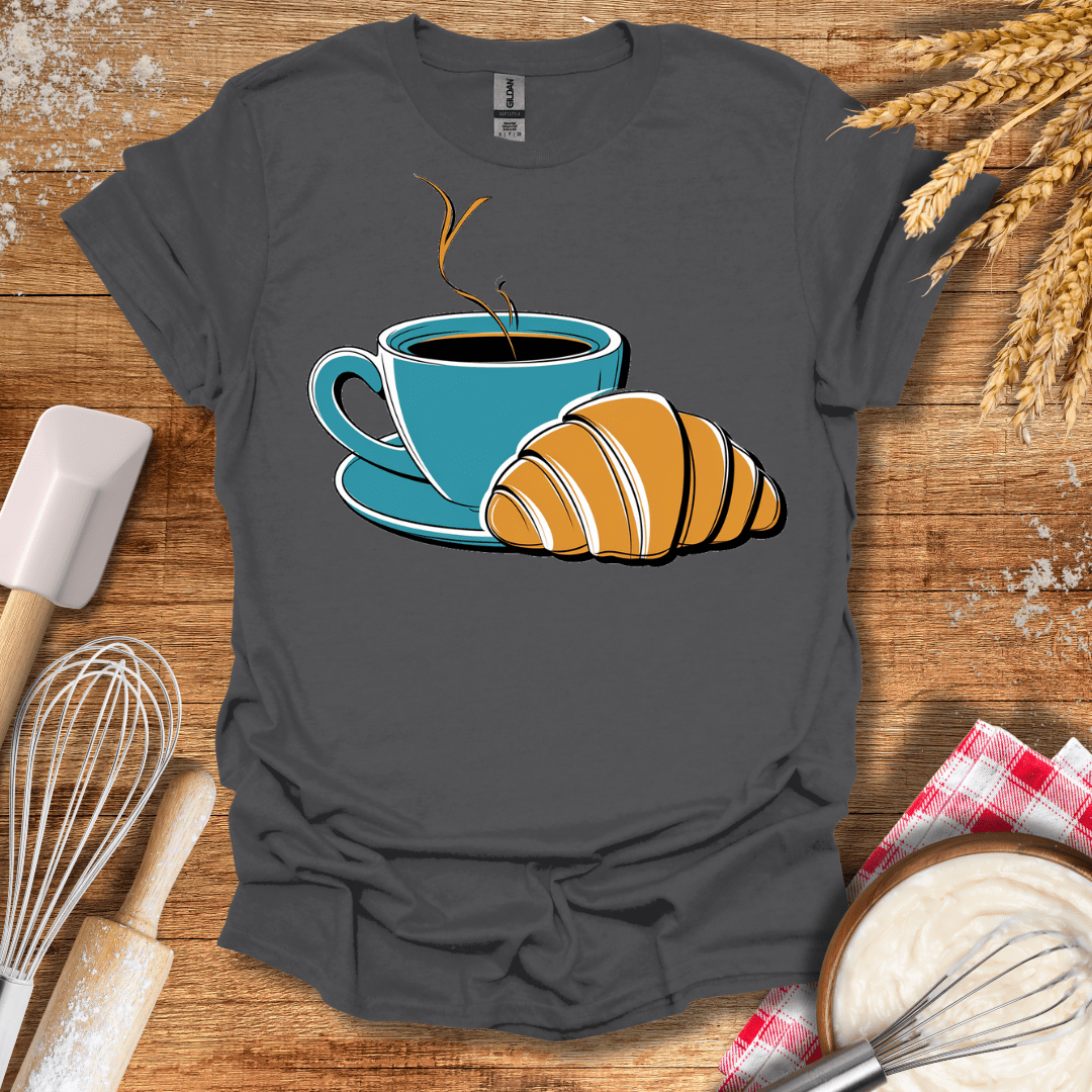 Coffee Croissant T-Shirt Charcoal / S Baking Threads