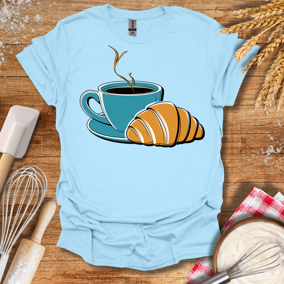 Coffee Croissant T-Shirt Light Blue / S Baking Threads