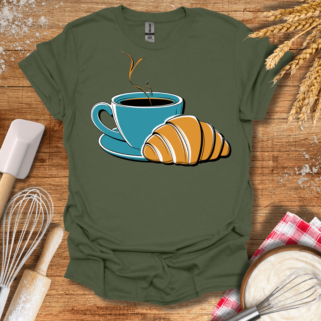 Coffee Croissant T-Shirt Military Green / S Baking Threads