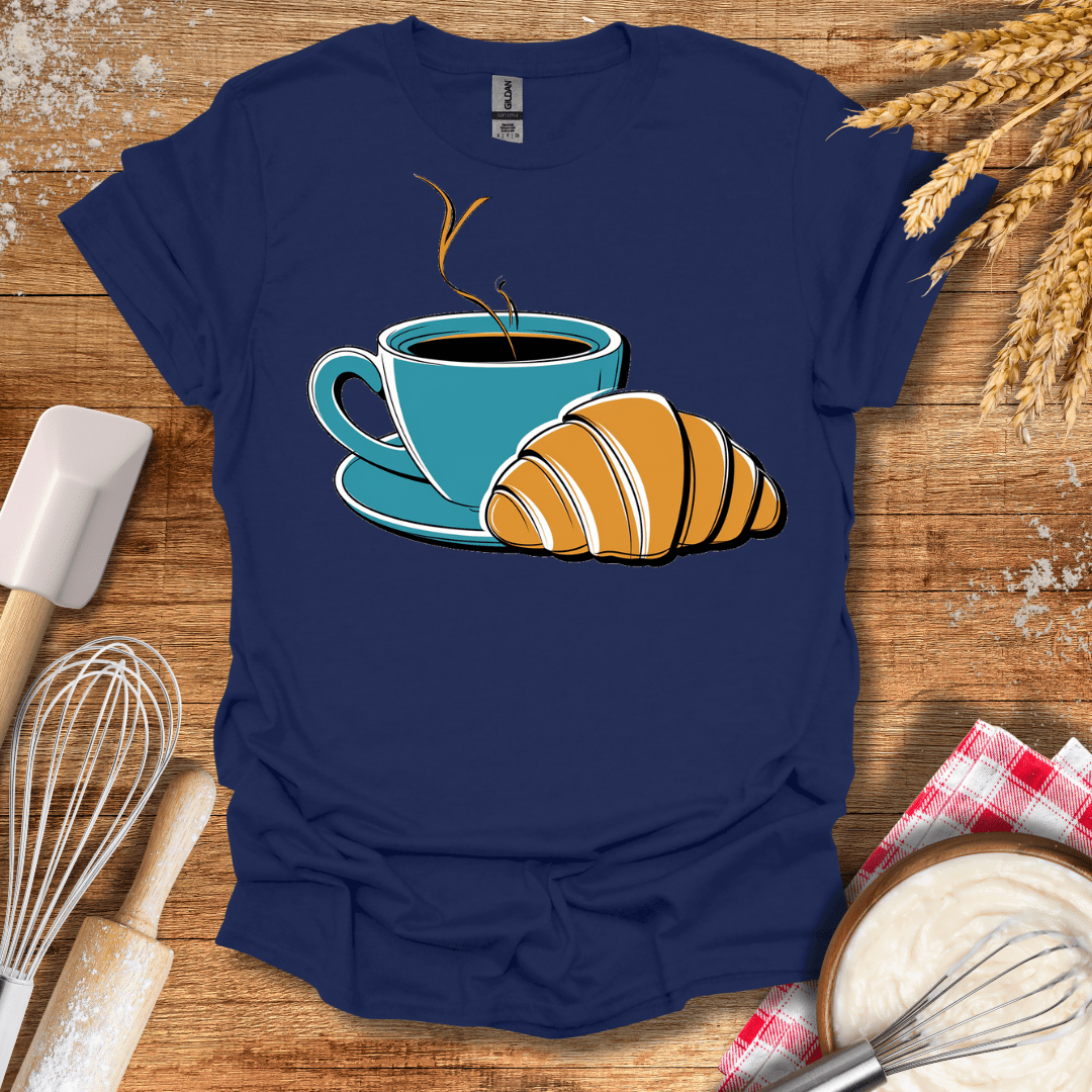 Coffee Croissant T-Shirt Navy / S Baking Threads