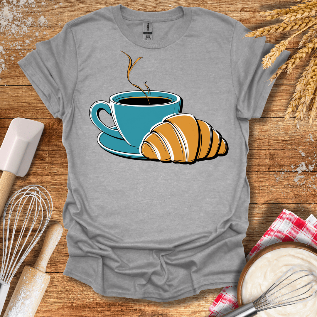 Coffee Croissant T-Shirt Sport Grey / S Baking Threads